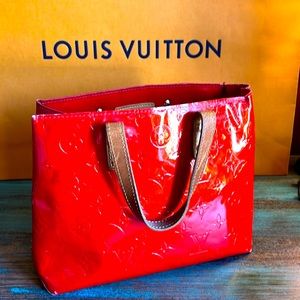 Louis Vuitton Bag Reade Monogram Vernis Pm Red Patent Leather Tote Small